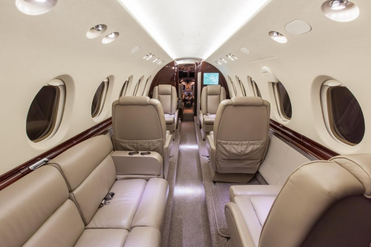 Hawker 750 cabin interior for Teterboro charter