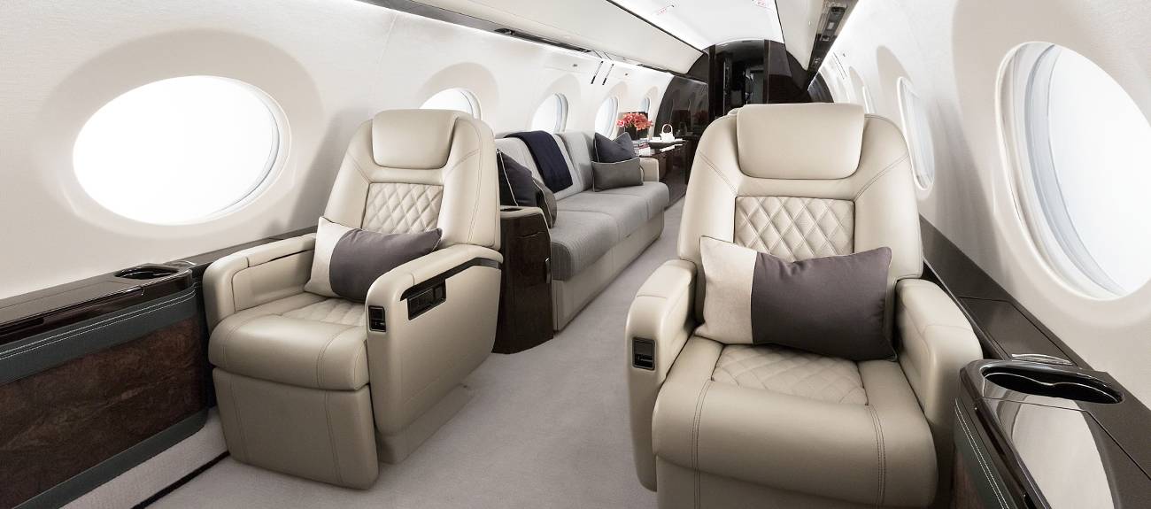 Gulfstream G500 cabin interior for Teterboro charter