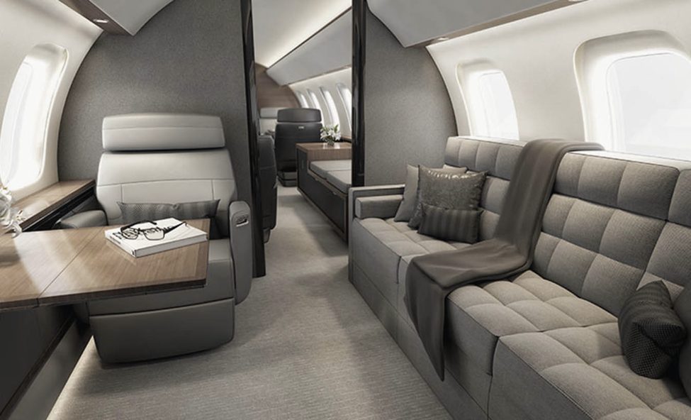 Bombardier Global 8000 cabin interior for Teterboro charter