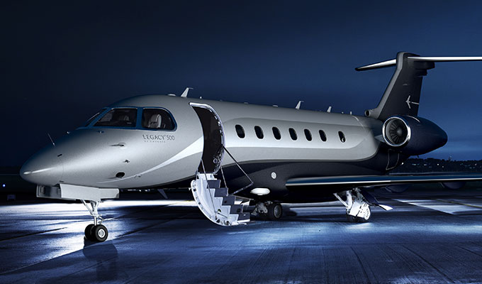 Embraer Legacy 500 exterior for Teterboro charter