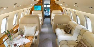 Challenger 605 cabin interior for Teterboro charter