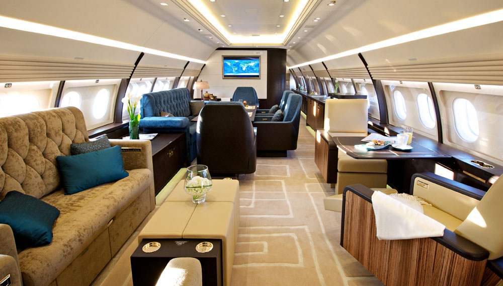Airbus A320 cabin interior for Teterboro charter