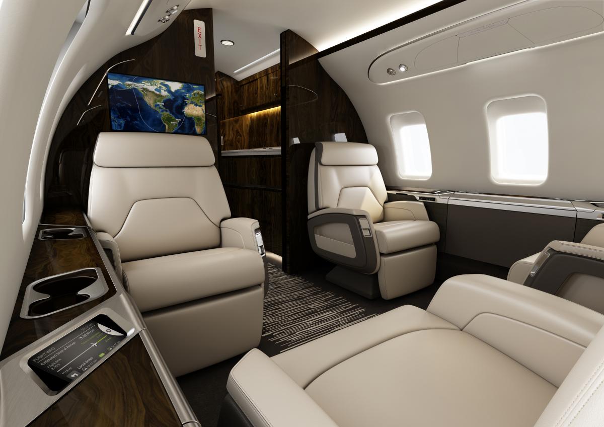 Bombardier Challenger 650 cabin interior for Teterboro charter