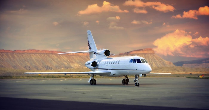 Falcon 50 exterior for Teterboro charter