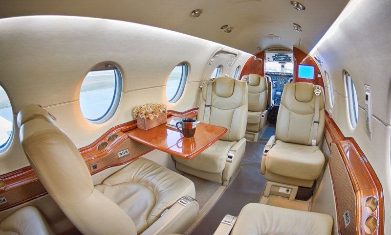 Beechjet 400A cabin interior for Teterboro charter