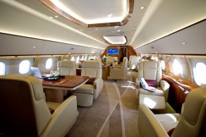 Airbus ACJ319 cabin interior for Teterboro charter