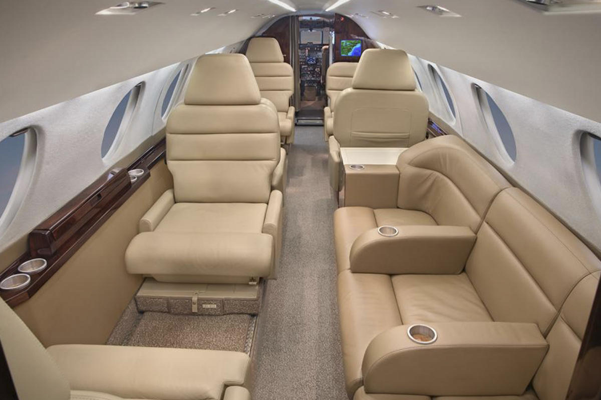 Falcon 20 cabin interior for Teterboro charter