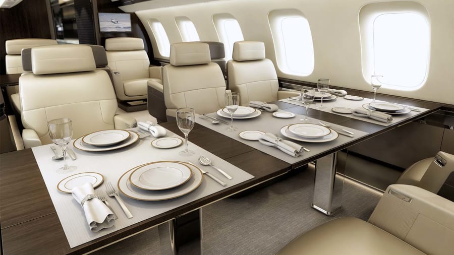 Bombardier Global 7500 cabin interior for Teterboro charter