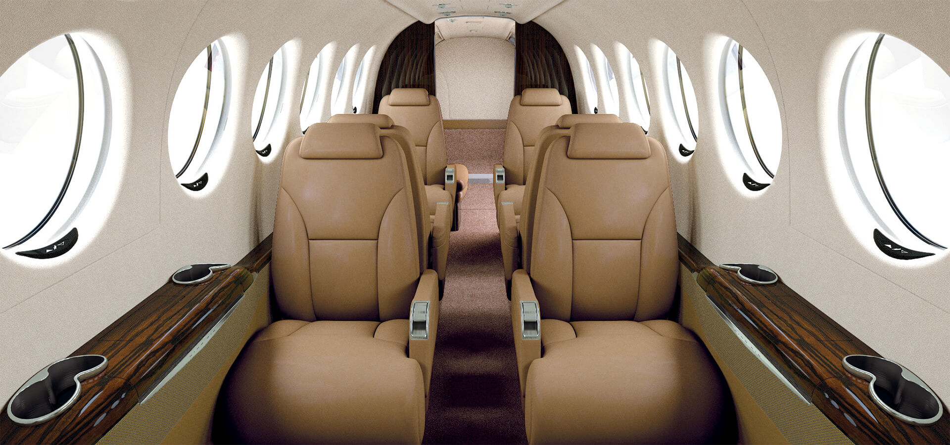 King Air 350 cabin interior for Teterboro charter