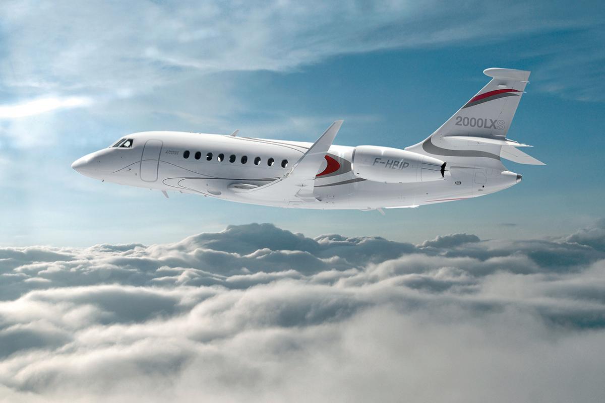 Dassault Falcon 2000LXS exterior for Teterboro charter
